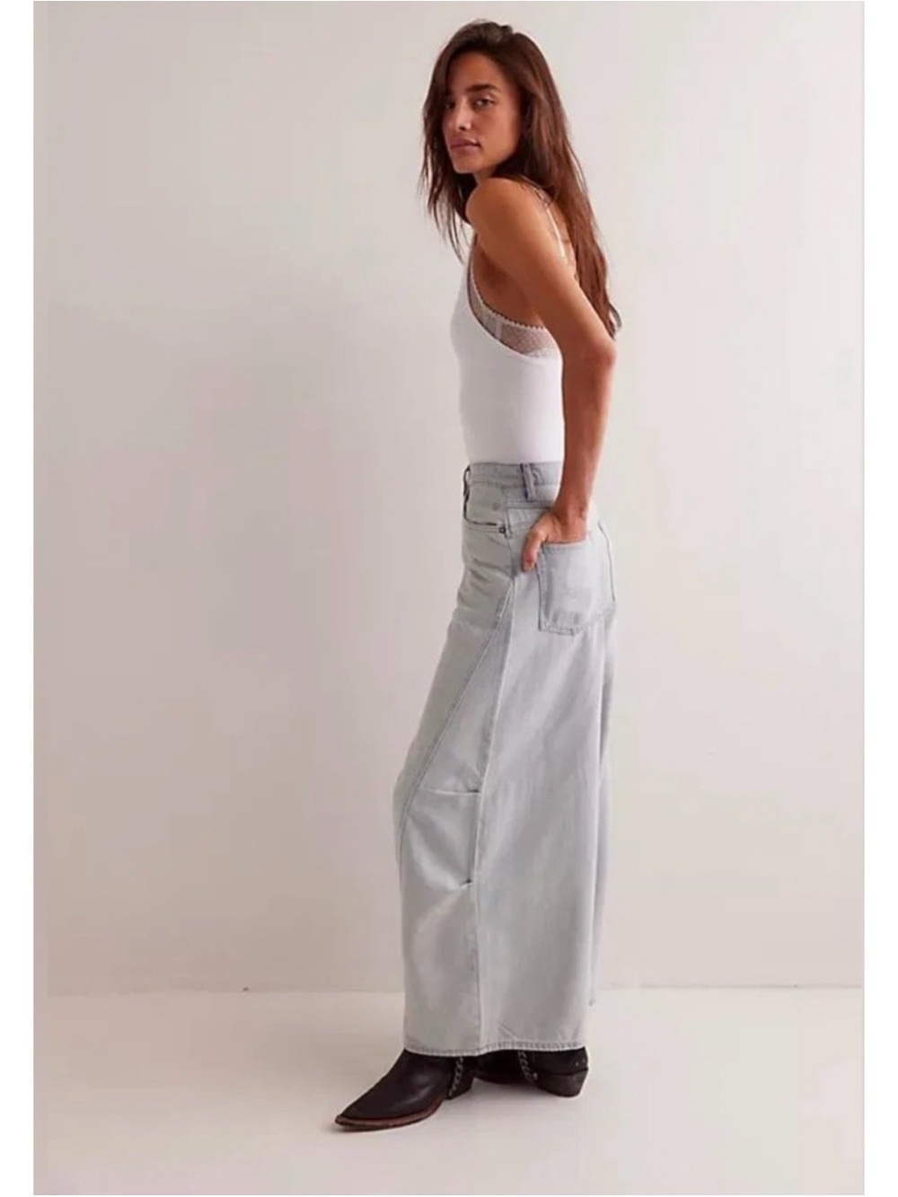 NWT Free People Westward Demi Barrel Jeans Light Blue 26 - Picture 4 of 14